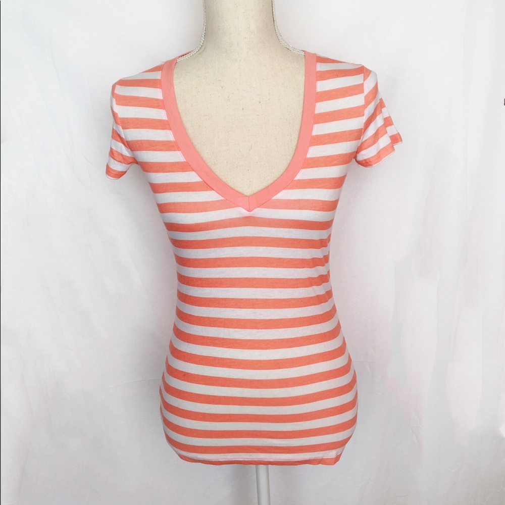 Brand new deep V neck stripe T shirt